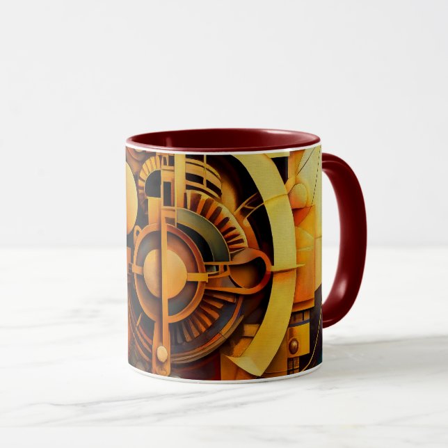 Steampunk Gyllene Mekanism Abstrakt Mugg (Framsida höger)
