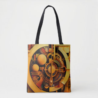 Steampunk Gyllene Mekanism Abstrakt Tygkasse