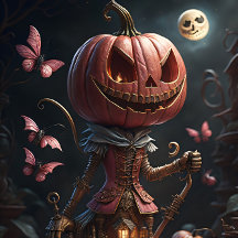 Steampunk Halloween pink corset Pumpkin Head