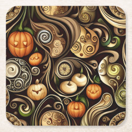 Steampunk Halloween Pumpkin & Swirl Papper Plate Underlägg Papper Kvadrat