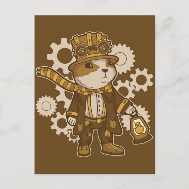 Steampunk Hampster Vykort (Framsida)