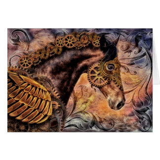 Steampunk häst hälsningskort