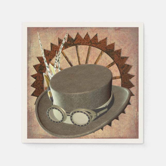 Steampunk Hat & Gear Napkins Pappersservett (Framsidan)