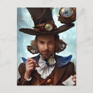 Steampunk Hatter-vykort Vykort
