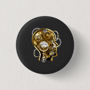 Steampunk Head med Manometer Knapp