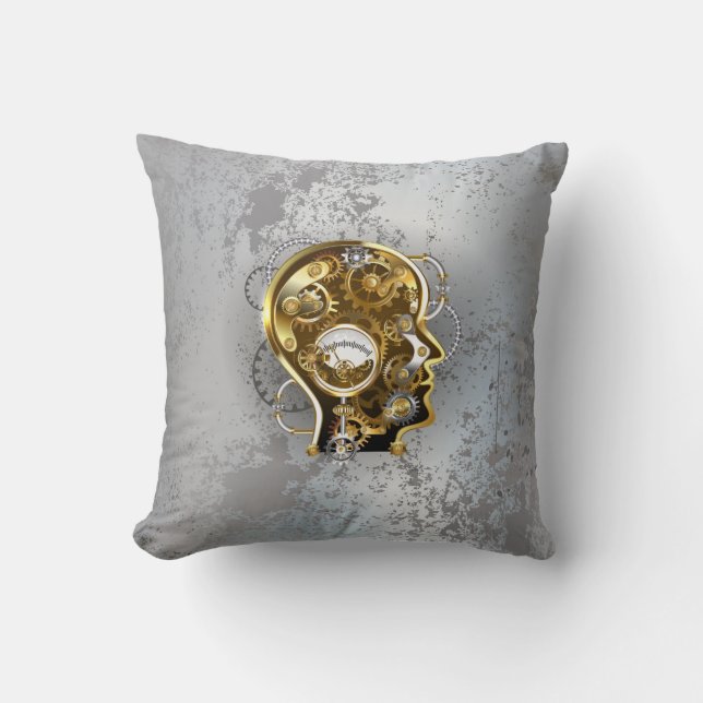 Steampunk Head med Manometer Kudde (Framsida)