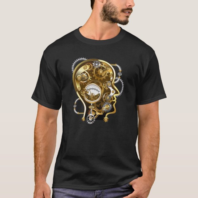 Steampunk Head med Manometer T Shirt (Framsida)