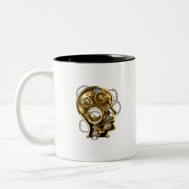 Steampunk Head med Manometer Två-Tonad Mugg (Vänster)