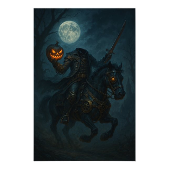 Steampunk Headless Horseman Fototryck (Framsidan)