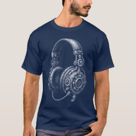 Steampunk Headphones Sketch T Shirt
