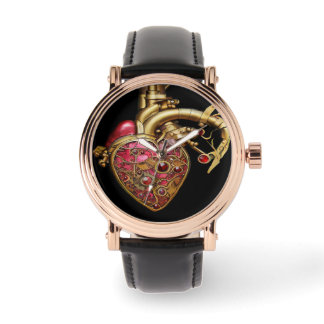Steampunk Heart Anatomical Rubies och Gears Armbandsur