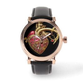 Steampunk Heart Anatomical Rubies och Gears Armbandsur