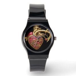Steampunk Heart Anatomical Rubies och Gears Armbandsur