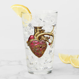 Steampunk Heart Anatomical Rubies och Gears Glaskopp