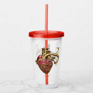 Steampunk Heart Anatomical Rubies och Gears Take Away Mugg