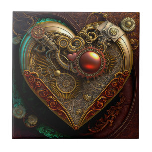 Steampunk Heart Ceramic Tile Kakelplatta