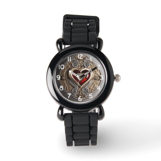 Steampunk Heart - Intricate Mechanical Kärlek Armbandsur (Framsida)