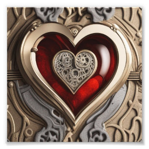 Steampunk Heart - Intricate Mechanical Kärlek Fototryck