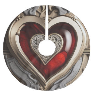 Steampunk Heart - Intricate Mechanical Kärlek Julgransmatta Borstad Polyester