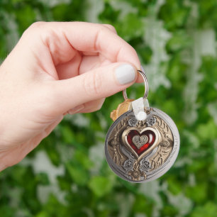 Steampunk Heart - Intricate Mechanical Kärlek Nyckelring