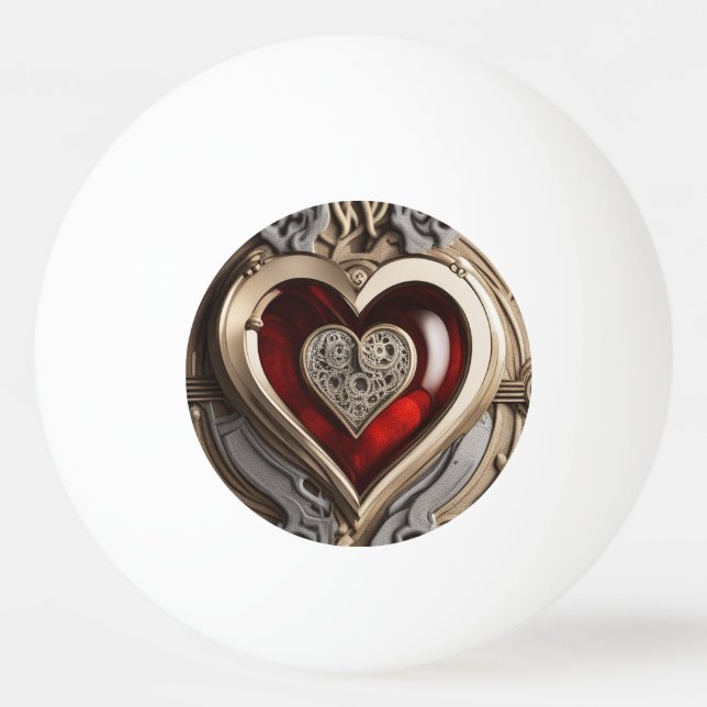Steampunk Heart - Intricate Mechanical Kärlek Pingisboll (Framsidan)