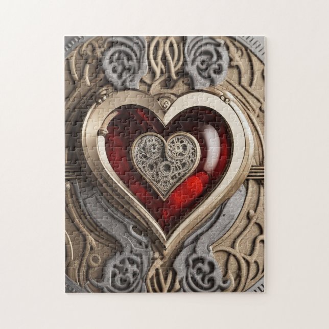 Steampunk Heart - Intricate Mechanical Kärlek Pussel (Vertikal)