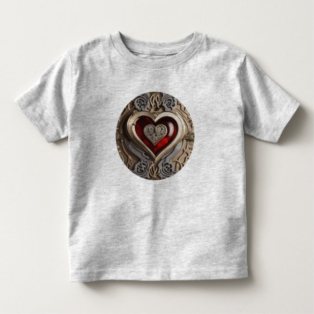 Steampunk Heart - Intricate Mechanical Kärlek T Shirt (Framsida)