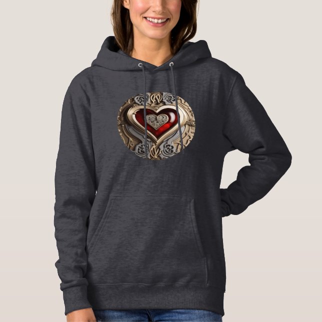 Steampunk Heart - Intricate Mechanical Kärlek T Shirt (Framsida)