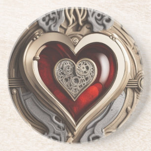 Steampunk Heart - Intricate Mechanical Kärlek Underlägg
