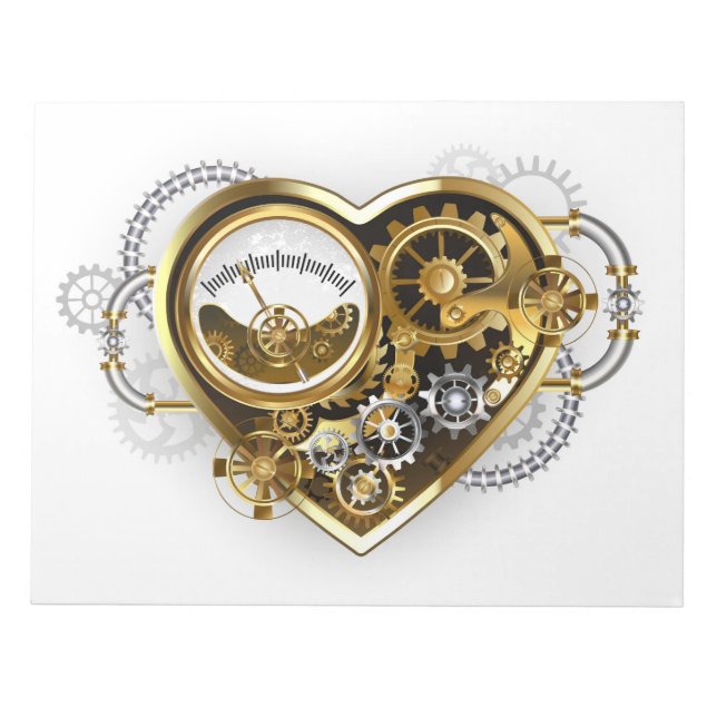Steampunk Heart med en Manometer Anteckningsblock (Framsida)