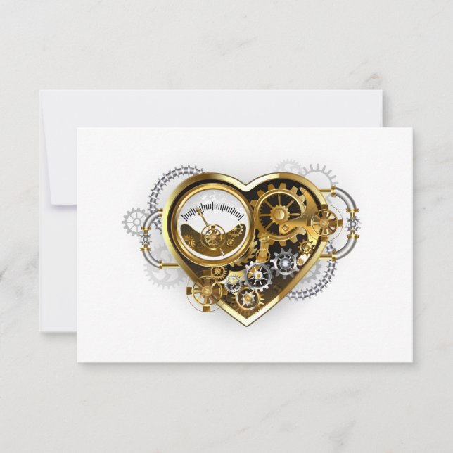 Steampunk Heart med en Manometer Anteckningskort (Framsida)