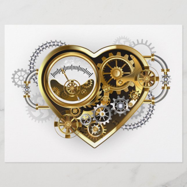 Steampunk Heart med en Manometer Brevhuvud (Framsida)