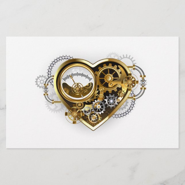 Steampunk Heart med en Manometer Brevpapper (Framsida)