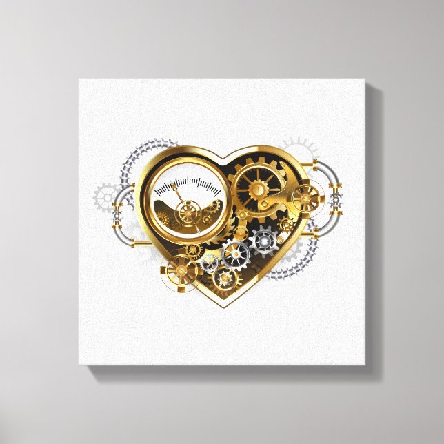 Steampunk Heart med en Manometer Canvastryck (Framsida)