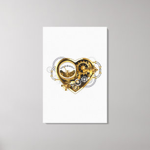 Steampunk Heart med en Manometer Canvastryck