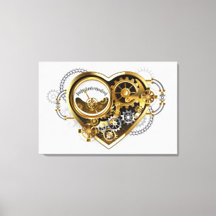 Steampunk Heart med en Manometer Canvastryck