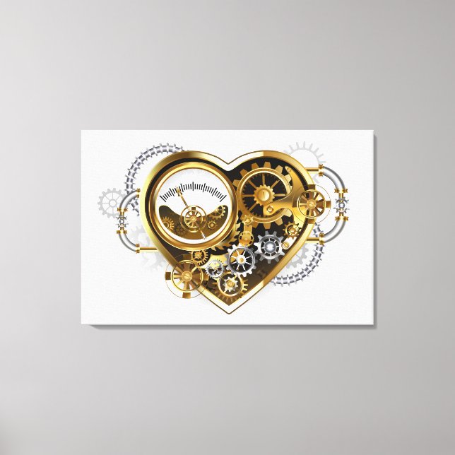 Steampunk Heart med en Manometer Canvastryck (Framsida)