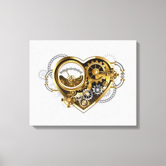Steampunk Heart med en Manometer Canvastryck (Framsida)