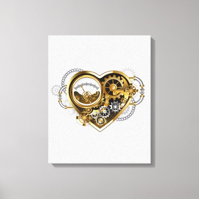 Steampunk Heart med en Manometer Canvastryck (Framsida)