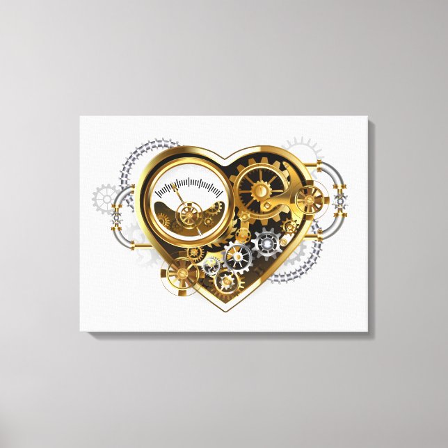 Steampunk Heart med en Manometer Canvastryck (Framsida)