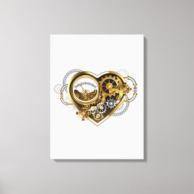 Steampunk Heart med en Manometer Canvastryck (Framsida)