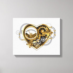 Steampunk Heart med en Manometer Canvastryck