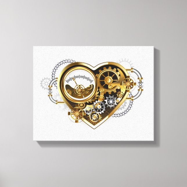 Steampunk Heart med en Manometer Canvastryck (Framsida)