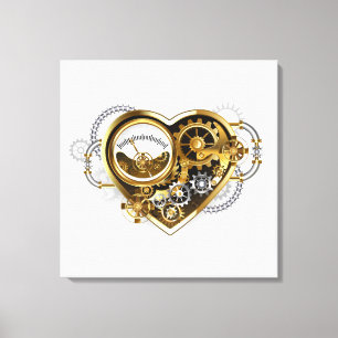 Steampunk Heart med en Manometer Canvastryck