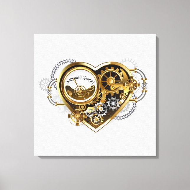 Steampunk Heart med en Manometer Canvastryck (Framsida)