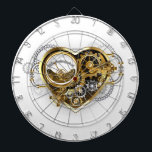 Steampunk Heart med en Manometer Darttavla<br><div class="desc">Mekaniskt,  volymetriskt,  steampunkt hjärta med tryckmätare,  stålväxlar och guld på vit bakgrund. Steampunk stil.</div>
