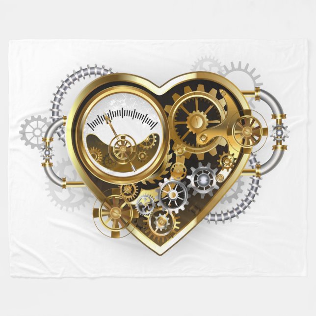 Steampunk Heart med en Manometer Fleecefilt (Framsidan (Horisontell))