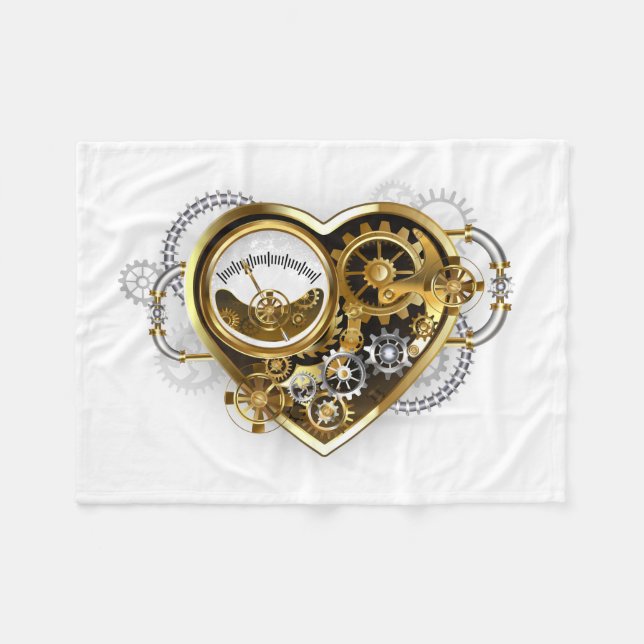 Steampunk Heart med en Manometer Fleecefilt (Framsidan (Horisontell))