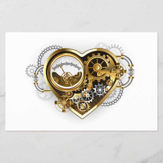 Steampunk Heart med en Manometer Flygblad (Framsidan)