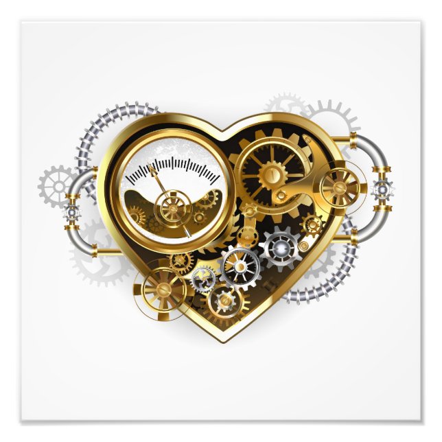 Steampunk Heart med en Manometer Fototryck (Framsidan)